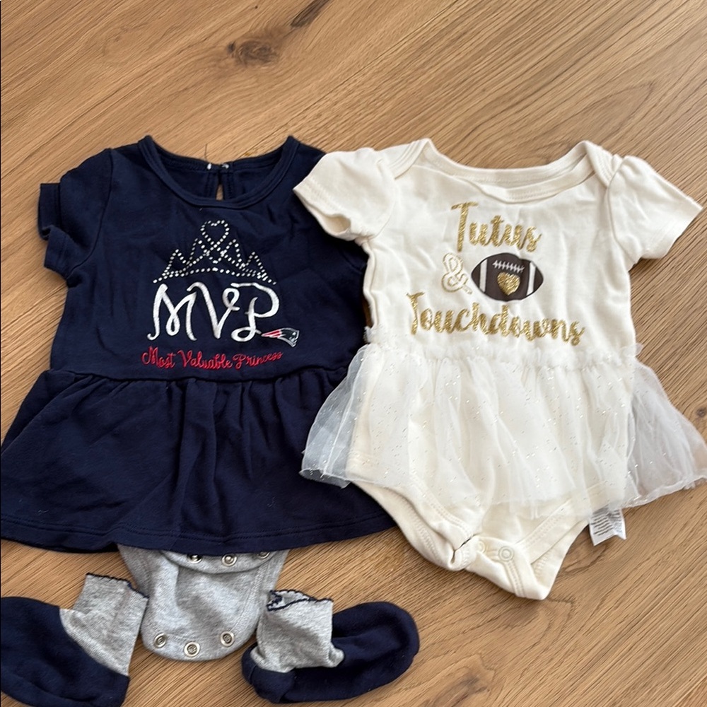 New England Patriots Kids Dresses Set - Navy and Cream